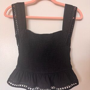 Princess Polly Black Smocked Blouse Size 6